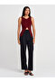 60972 Corded Buttoned Slim Knitwear Vest-Claret Red - 4