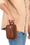 Men's Bracelet Belted Portfolio Clutch Shaving Cosmetic Handbag - Tan