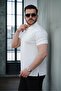 Lycra Knitted Half Zipper Polo Neck Men's T-Shirt - Ecru - 3