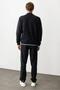 Men's Judge Collar Sleeve Tip and Skirt Striped Tracksuit Top Dark Blue - 3