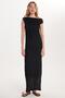 Women's Standard Fit Off-The-Shoulder Boat Neck Lace Decorated Black Dress - 4