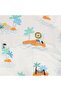 Baby Boy Beige Ecru Palm Lion Patterned T-Shirt and Muslin Salopette Set - 2