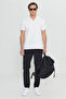 Men's Ecru Cotton Slim Fit Slim Fit Polo Neck Jacquard Stretch T-Shirt - 2