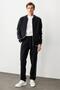 Men's Judge Collar Sleeve Tip and Skirt Striped Tracksuit Top Dark Blue - 4