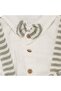 Baby Boy Ecru Green Striped Muslin Bow Tie Shirt Salopet Set - 3