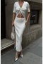 SOBE Women's V-Neck Short Sleeve Dress with Gathered Window and Front - 8