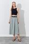 Women's Khaki Palaska Belted Gabardine Skirt with Front Pocket - 4