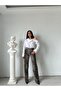 Miss Neşem Women's Standing or Low Collar Button Detailed Short Oversize Cut Cotton Shirt