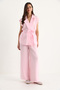 Women's Candy Pink Belted Vest Pocket Detailed Modal Suit with Palazzo Trousers 4003 60283384 - 2