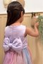 Lilac Top Sleeveless Satin Square Collar Colorful Skirt Bow Girl's Baby Girl Dress - 8