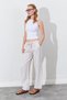 Women's Stone Waist Rope Tied Linen Side Pocket Wide Leg Pants - 4