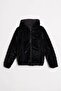 ROBİN Women's Plush Inflatable Short Coat Suitable for Double-Sided Use