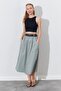 Women's Khaki Palaska Belted Gabardine Skirt with Front Pocket - 5