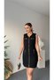 Keyymod Women's Yellow Zipper Detailed Sleeveless Tweed Dress - 3
