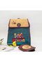 Ethnic Bohemian Style Owl Figured Clamshell Backpack and Wallet Combo - Green and Burgundy - 3
