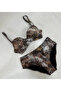 Women's Brown Leopard Print Lined Large Size Bikini Set Hzl25S-Lc25006 - 2
