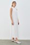 Silk Knitted Sleeveless Dress Ecru - 3