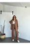 Women's Double Breasted Linen Set with Flap Pockets and Loose Trousers