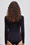 Color Blocked Long Sleeve Swimsuit Black - 7