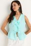 Women's Aqua Green V-Neck Bow Detailed Muslin Peplum Blouse G28-4883 60283356 - 4