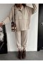 Women's Hooded Pocket Modal Textured Double Suit - 8