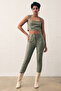 Square Collar Leather Crop Blouse - Green - 5