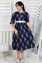 Girl's Patterned Long Festive Wrap Fabric Summer Dress with Belt
