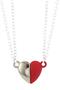 Magnet double heart red white male lover necklace bbk29 - 3
