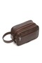 Men's Brown Bracelet Belted Portfolio Clutch Shaved Cosmetic Handbag - 3