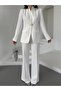 Women's New Season Gold Button Detailed Blazer Jacket and Trousers Set - 6