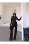Women's New Season Gold Button Detailed Blazer Jacket and Trousers Set - 5