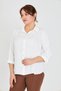 Embroidered Button Plus Size Three Quarter Sleeve Shirt - Stylish and Elegant Design