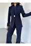 Women's New Season Gold Button Detailed Blazer Jacket and Trousers Set - 8