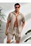 Bürümcük Crinkle Fabric Summer Lycra Men's Shirt Shorts Set - 4