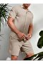 Bürümcük Crinkle Fabric Summer Lycra Men's Shirt Shorts Set - 2