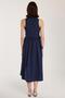 Women's Standard Fit Buttoned Waist Tie Shirt Collar Navy Blue Dress - 5