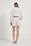 Women's Linen Look White Mini Shorts with Elastic Waist - 4