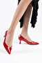 Women's Red Patent Leather 5 cm Stiletto Special Design Heel V Model Stylish Daily Comfortable Massole New Season - 6