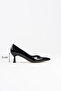 Women's Black Patent Leather 5 cm Stiletto Special Design Heel V Model Stylish Daily Comfortable Massole New Season - 3