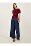 Women Burgundy Textured Asymmetric Neck Knit Top - 2