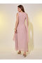 Solid Sleeveless Cowl Neck A-Line Midi Dress - 5