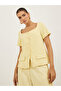 Solid Square Neck Tailored Top with Front Button