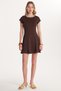 Women's Standard Fit Short Sleeve U Neck Brown Dress