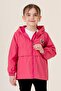 Girl's Combed Cotton Lined Hooded Seasonal Raincoat with Pockets - 3