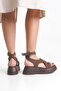 Billie Strappy Suede Women's Wedge Heel Brown Sandals - 4