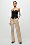 Siyah Slim Fit Straplez Crop Dokuma Yelek TWOAW24YE00034 - 2