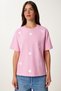 Women's Pink Heart Embroidered Cotton Knitted T-Shirt An00244 - 4