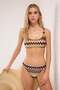 Etnik Desenli Bralette Kaplı Regular Normal Bel Bikini Takımı TBESS25BT00158 - 3