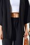 Women's Relaxed Fit Kimono Black Bottom Long Top Summer Suit Seersucker Fabric - 3