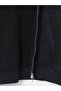 Black Hooded Young Men's Zippered Sweatshirt - 3
